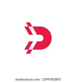 letter d airplane abstract simple logo vector 