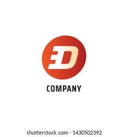 Letter D Alphabet Logo Design Template, ED Logo Concept, Speed, Fast, Orange Burn