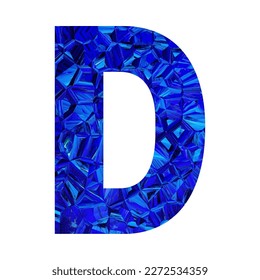 Letter D from the alphabet Low poly alphabet letter in blue color