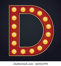 Letter D Alphabet Sign Marquee Light Stock Vector (Royalty Free ...