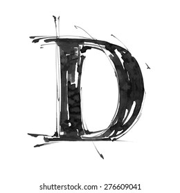 letter D. Alphabet symbol - grunge hand draw paint / vector illustration