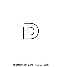 Letter D Alphabetic Logo Design Template, Line Logo Concept, Black and White