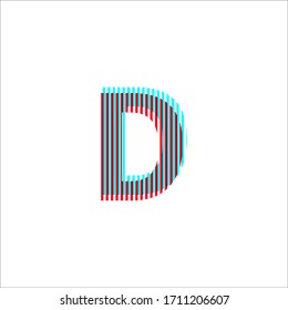 letter "D", anaglyph effect, editable vector