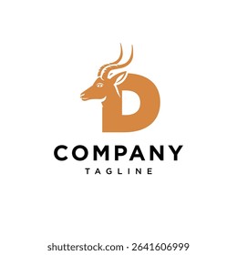 Letter D Antelope Logo Icon Vector