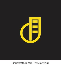 letter d apartment simple line night logo vector