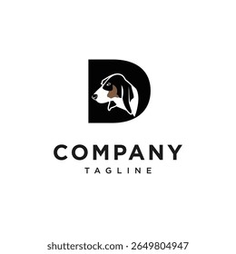 Letter D Ariege Hound Logo Icon Vector