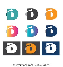 Pfeil D mit Farbverlauf-Zeichen - Logo, Design, Inspiration, verwendbar für Marken- und Firmenlogos, Vektorgrafik.