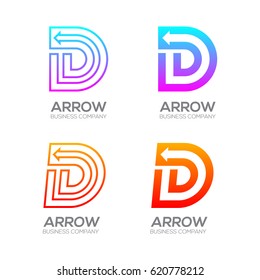 Letter D with Arrow, Finance, Business, Moving, Forward, Logotype