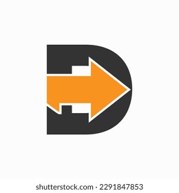 Letter D With Arrow Icon, Financial Growth Logo Design