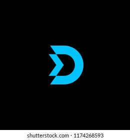 letter D with arrow icon logo vector design template concept. isolated on black backgroud