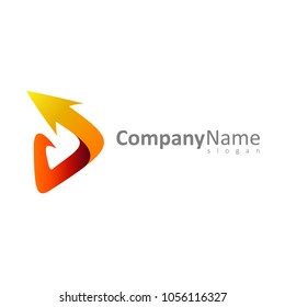 Letter D With Arrow Initial Logo Template