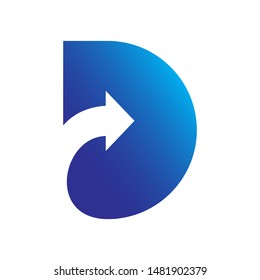 letter D arrow logo design vector