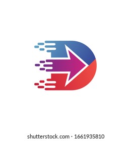 Diseño del logotipo de la flecha D de la letra
