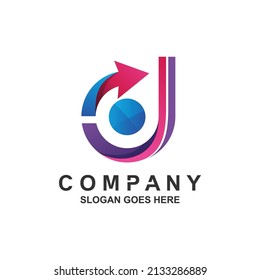 Letter d with arrow logo design