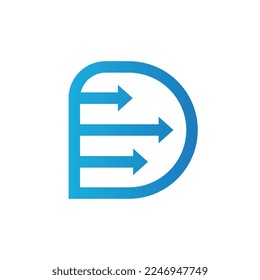 Plantilla de diseño de logotipo de flecha de letra D, alfabeto D con vector de logotipo de flecha