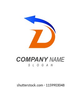 letter d with arrow logo template ready for use