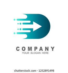 Letter d with arrow logo template, speed, arrow ans letter d