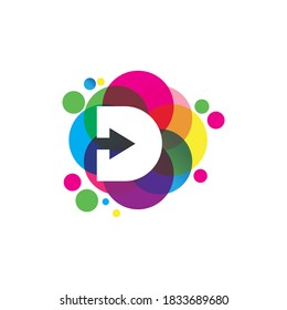 Letra D con icono vectorial de plantilla con logotipo de flecha, ilustración vectorial de diseño de logotipo de viaje
