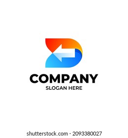 letter d with arrow logo template design