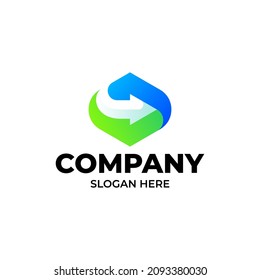 letra d con diseño de plantilla de logotipo de flecha