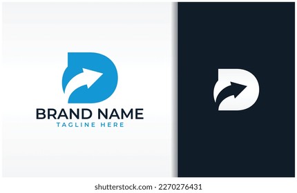 Letra D con vector de logotipo de flecha