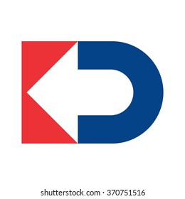 letter D with arrow logo vector.