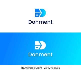 Letra D con logotipo de flecha, D con concepto de diseño de logotipo de cartera vectorial
