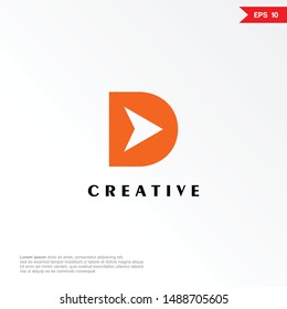 Letter D with arrow negative space logo design template. Colorful creative sign. Universal vector icon. Modern logotype symbol