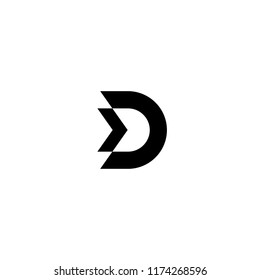 letter D with arrow to the right icon concept template design vector logo