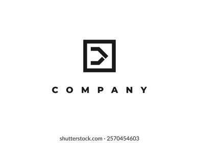letter d and arrow slash in a square logo
