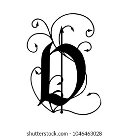 Letter D with arrows isolated on white background