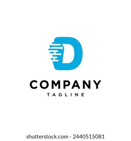 Letra D Inteligencia Artificial Techno logo icono vector template.eps
