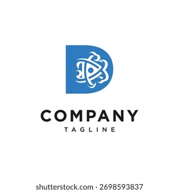 Vector de icono de logotipo de átomo de letra D