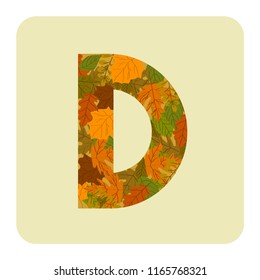 Letter D with autumn theme Leafs