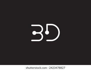 letra D y B con forma cuadrada de monograma logotipo negro