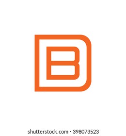letter D and B monogram square shape logo orange