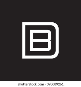 letter D and B monogram square shape logo white black background