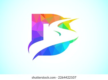 Buchstabe D mit Hintergrundraum S oder Pfadlogo-Design, Vektorvorlage. Bildalphabetensymbol im Low-Poly-Stil
