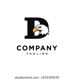 Letter D Bald Eagle Logo Icon Vector