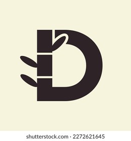 Letter D Bamboo Logo Design Symbol Vector