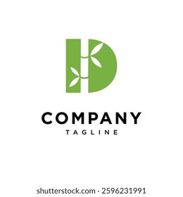 Letter D Bamboo Logo Icon Vector