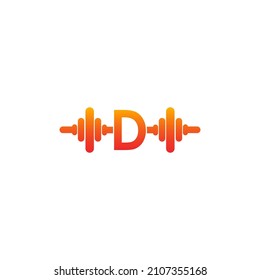 Letter D with barbell icon fitness design template illustration vector