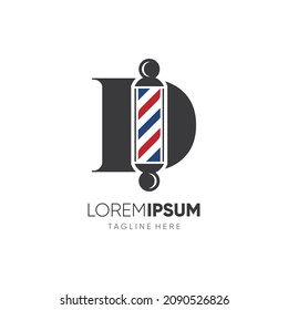 Letter D Barber Pole Logo Design Vector Icon Graphic Emblem Illustration