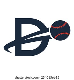 LETTER D BASEBALL sports vector