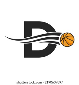 Letter D Basket Ball Logo Design For Basket Club Symbol Vector Template. Basketball Logo Element