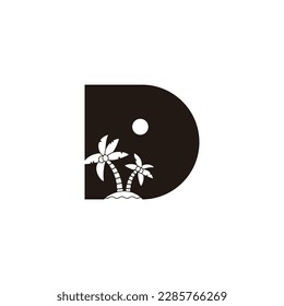 Letter D beach, nature geometric symbol simple logo vector