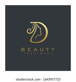 Icono del vector de diseño de logotipo de belleza de letra D