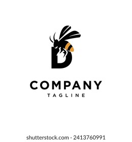Icono de logotipo de abeja letra D plantilla vectorial.eps