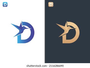 Plantilla de diseño de logotipo de carta D para viajes, viajes, libertad y paz