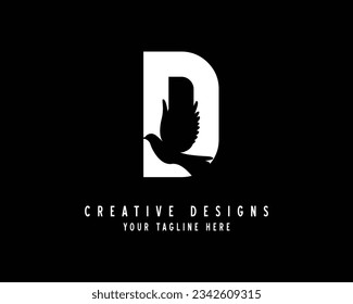 Letter D BIRD logo vector